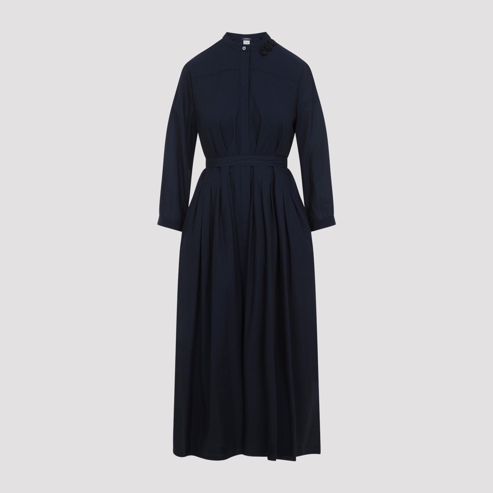 max mara`s clarissa midi dress blue cotton - women