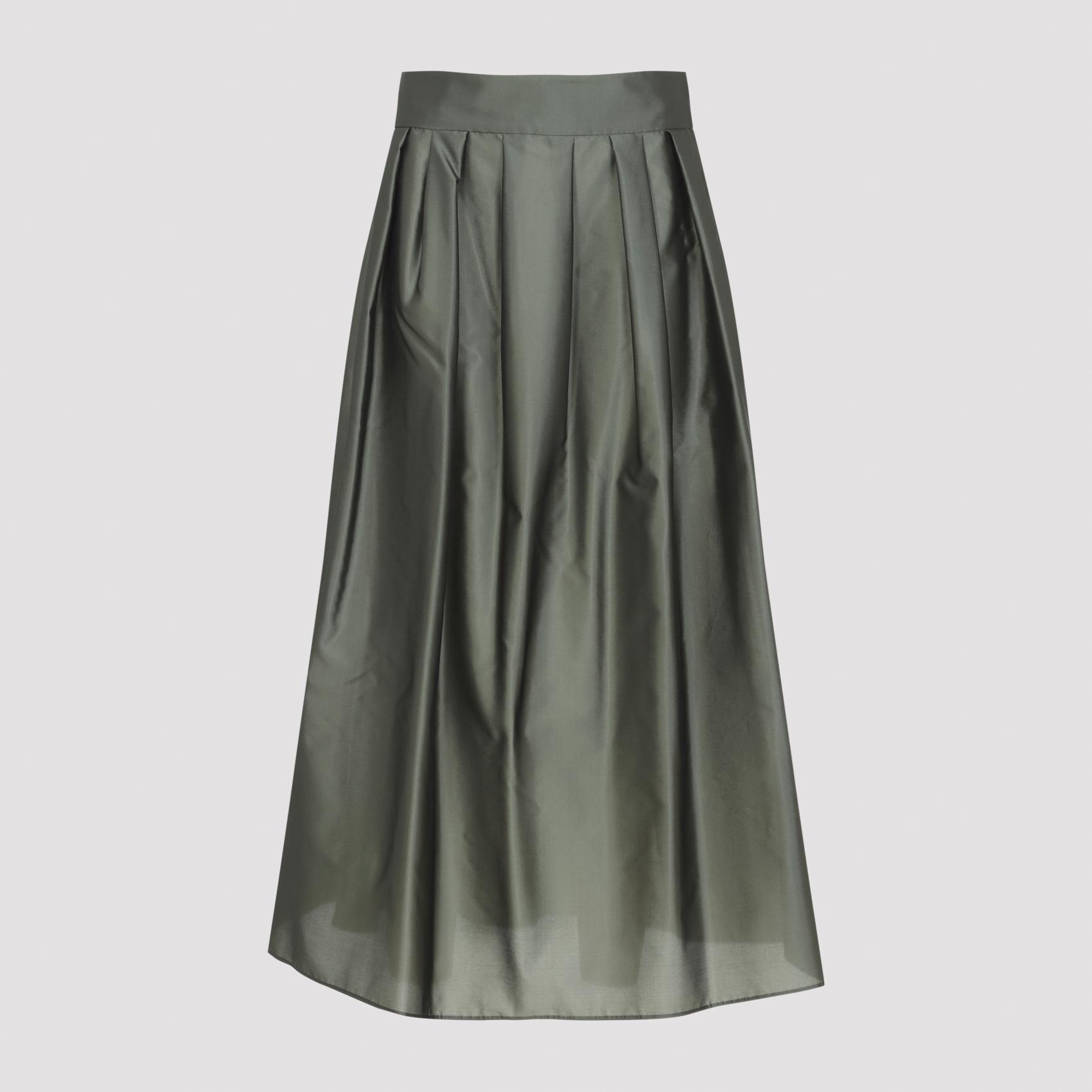max mara`s effetto organza midi skirt green polyester silk - women