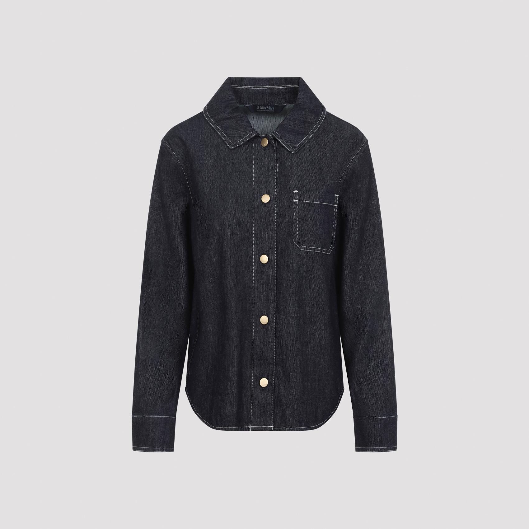 max mara`s enfasi shirt blue cotton kapok - women