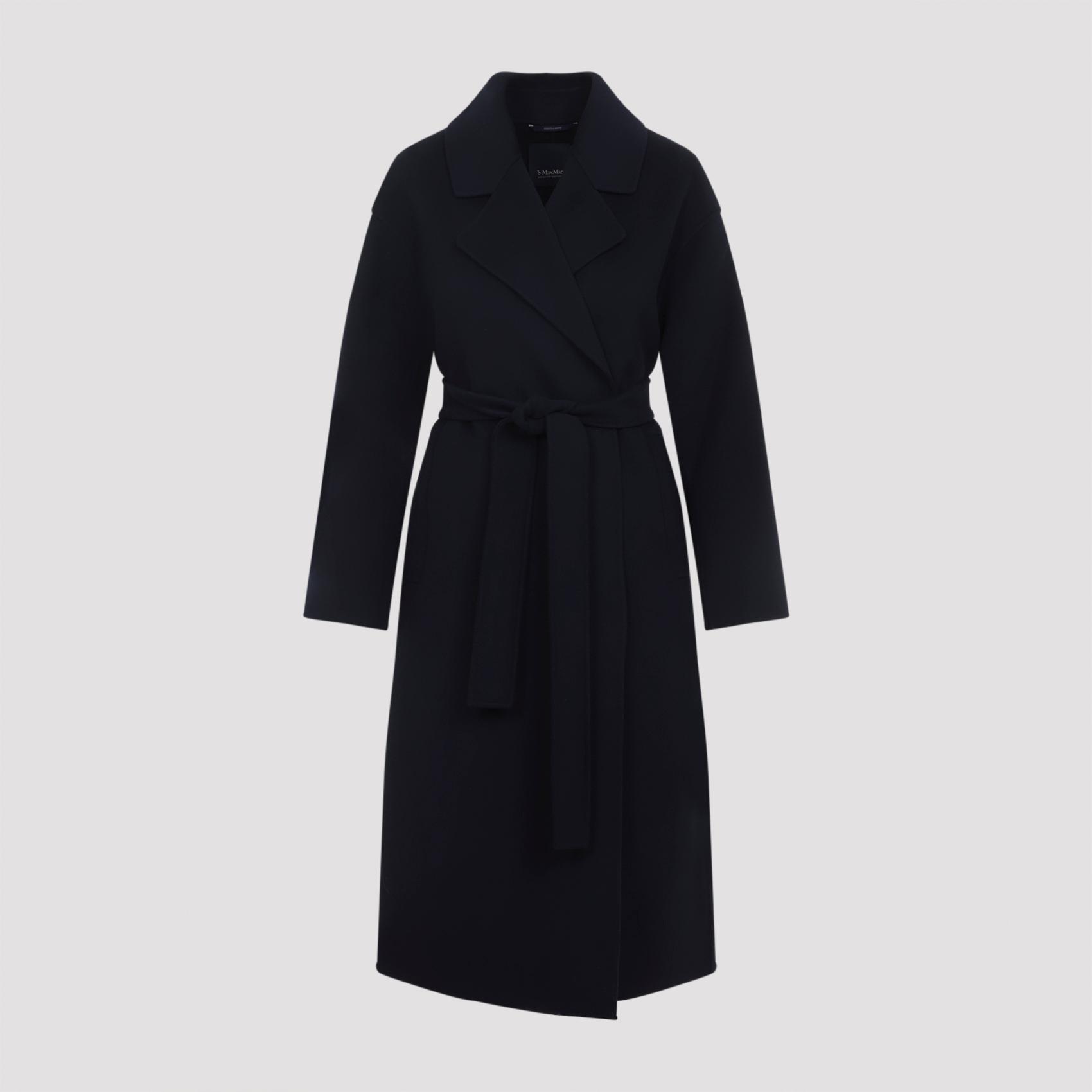 max mara`s hobby coat blue virgin wool - women