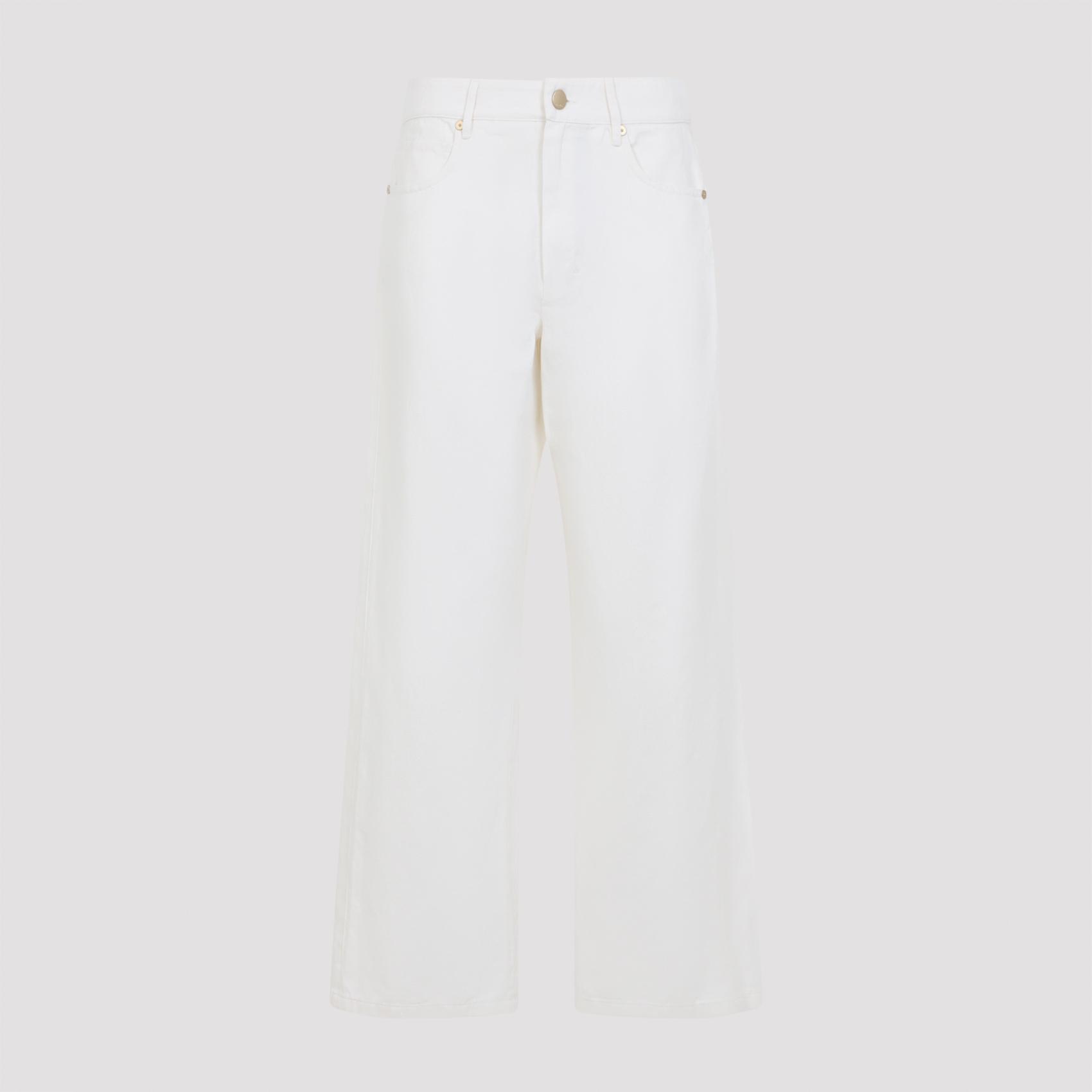 max mara`s onorata pants white cotton linen - women