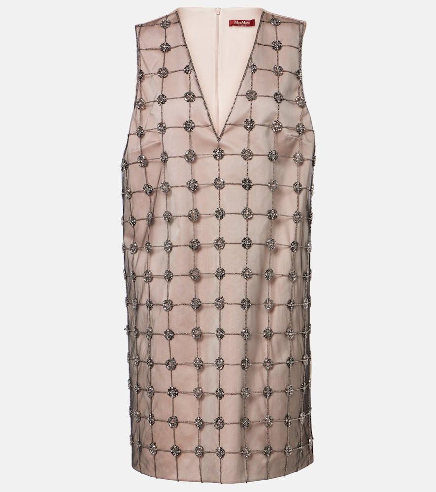 max mara acino embellished tulle and satin minidress