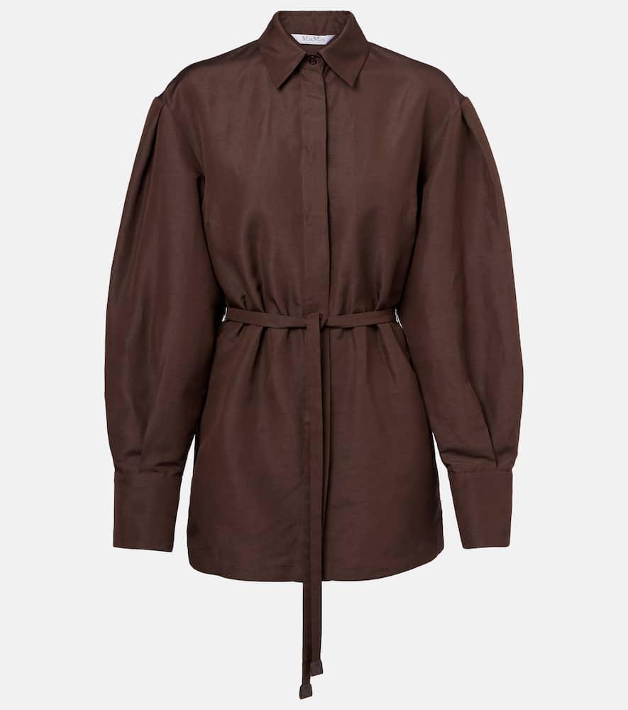 max mara affari belted linen and silk shirt