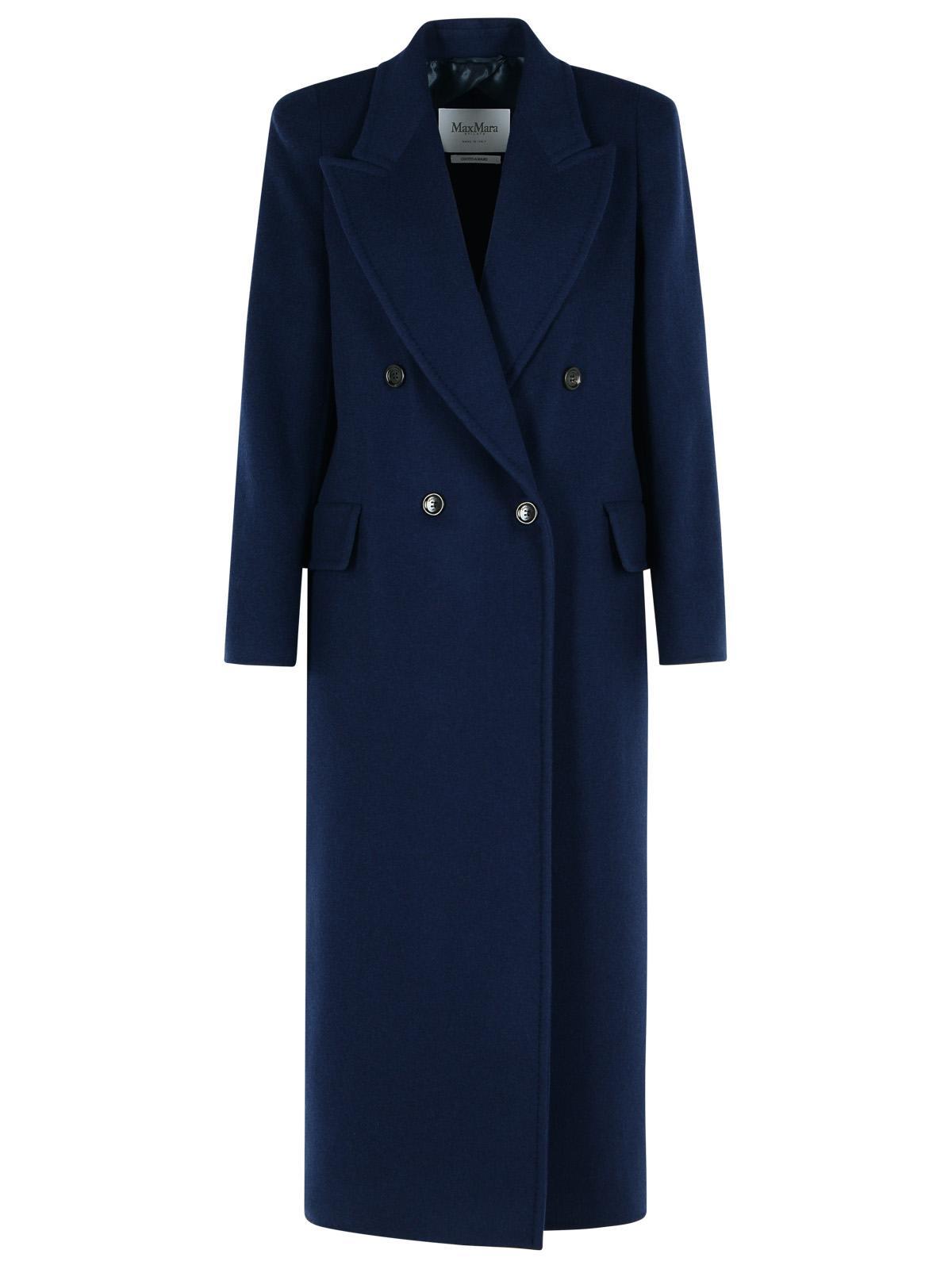 max mara albania blue virgin wool blend coat