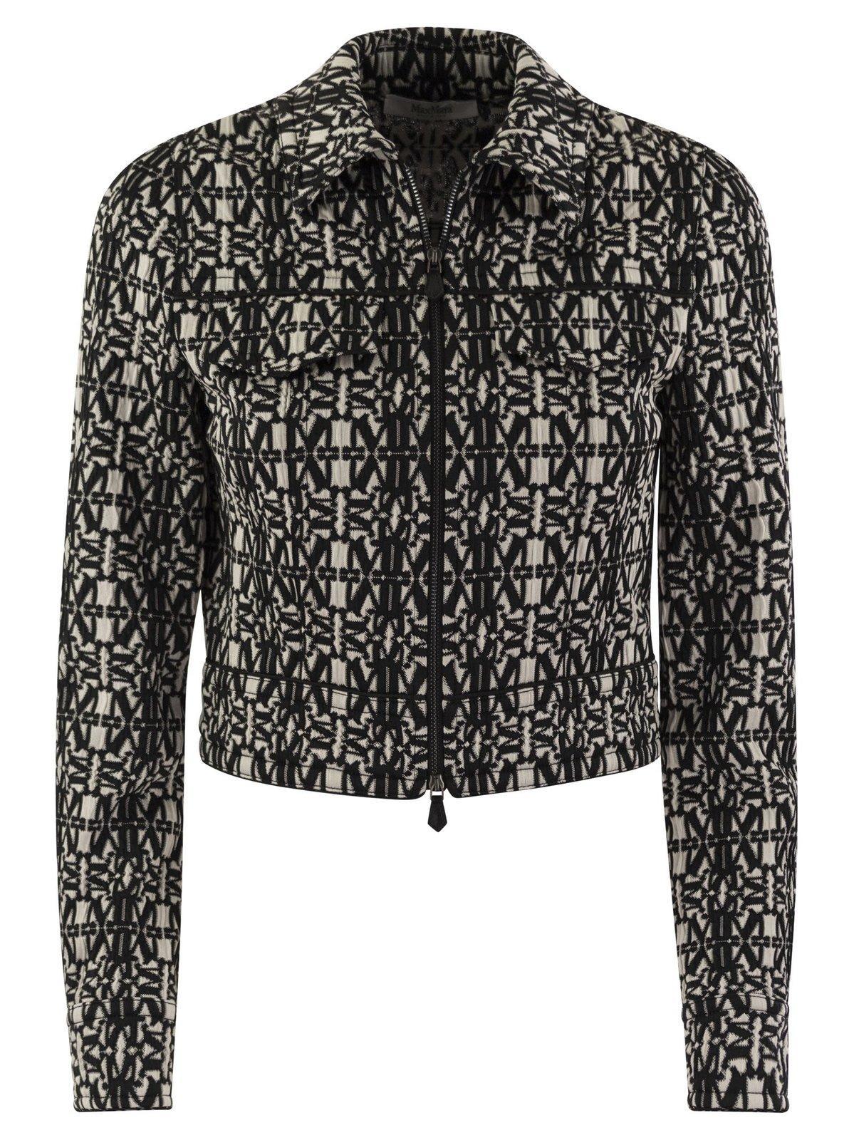 max mara all-over patterned zip-up jacket