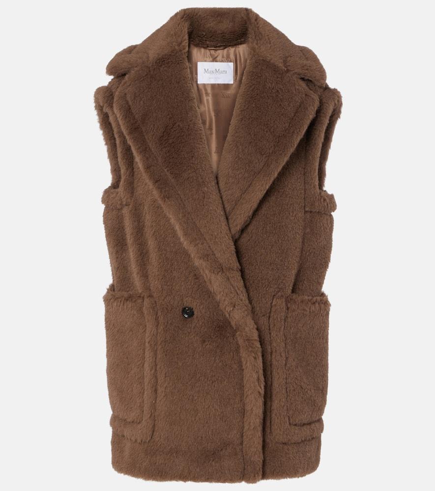 max mara alpaca, wool, and silk teddy vest
