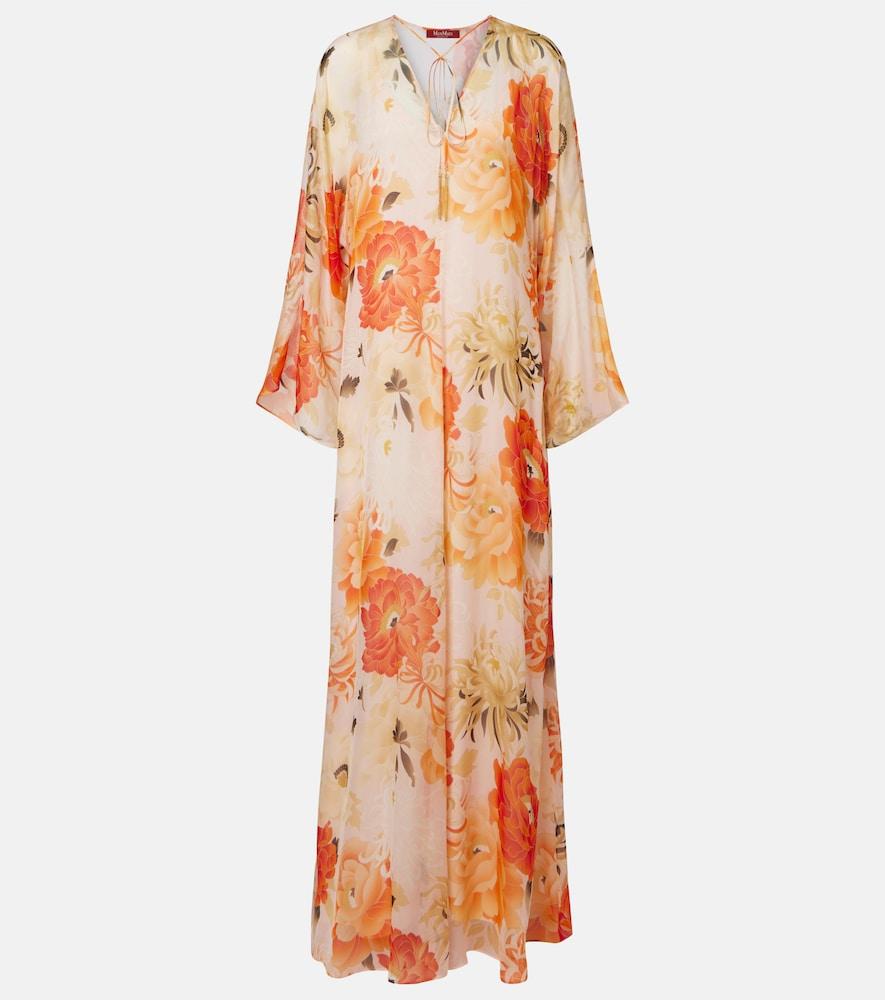 max mara angus floral silk chiffon maxi dress