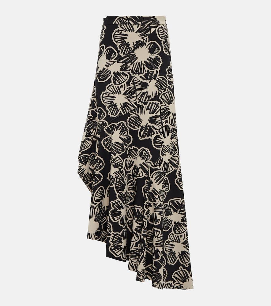 max mara asymmetric printed maxi skirt