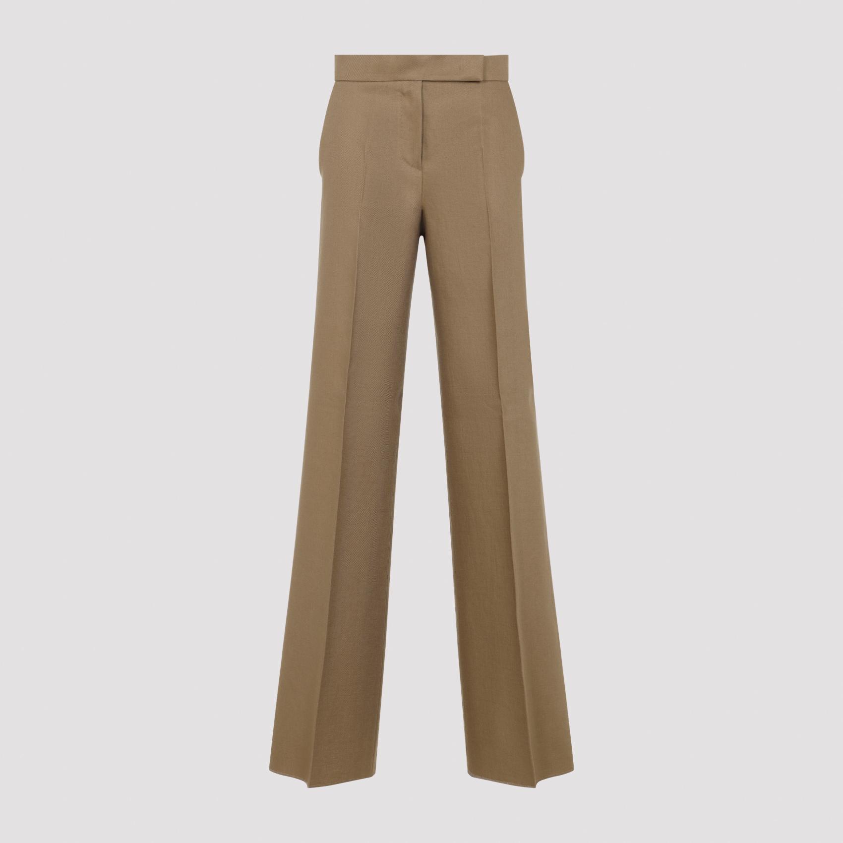 max mara badesse regular linen pants brown - women