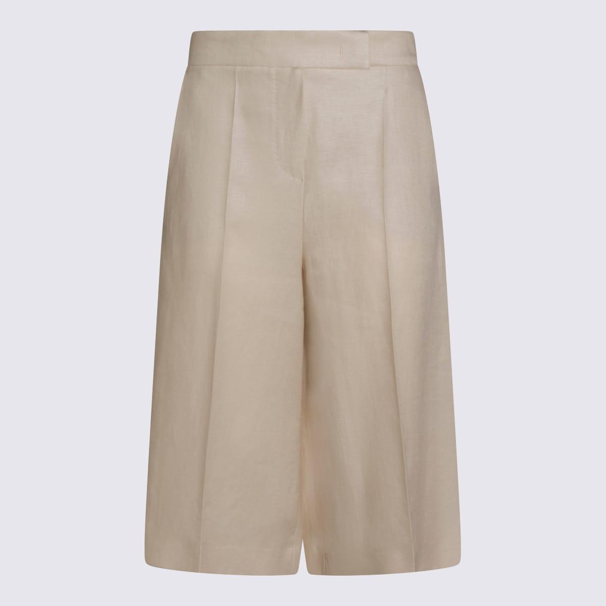 max mara beige linen shorts