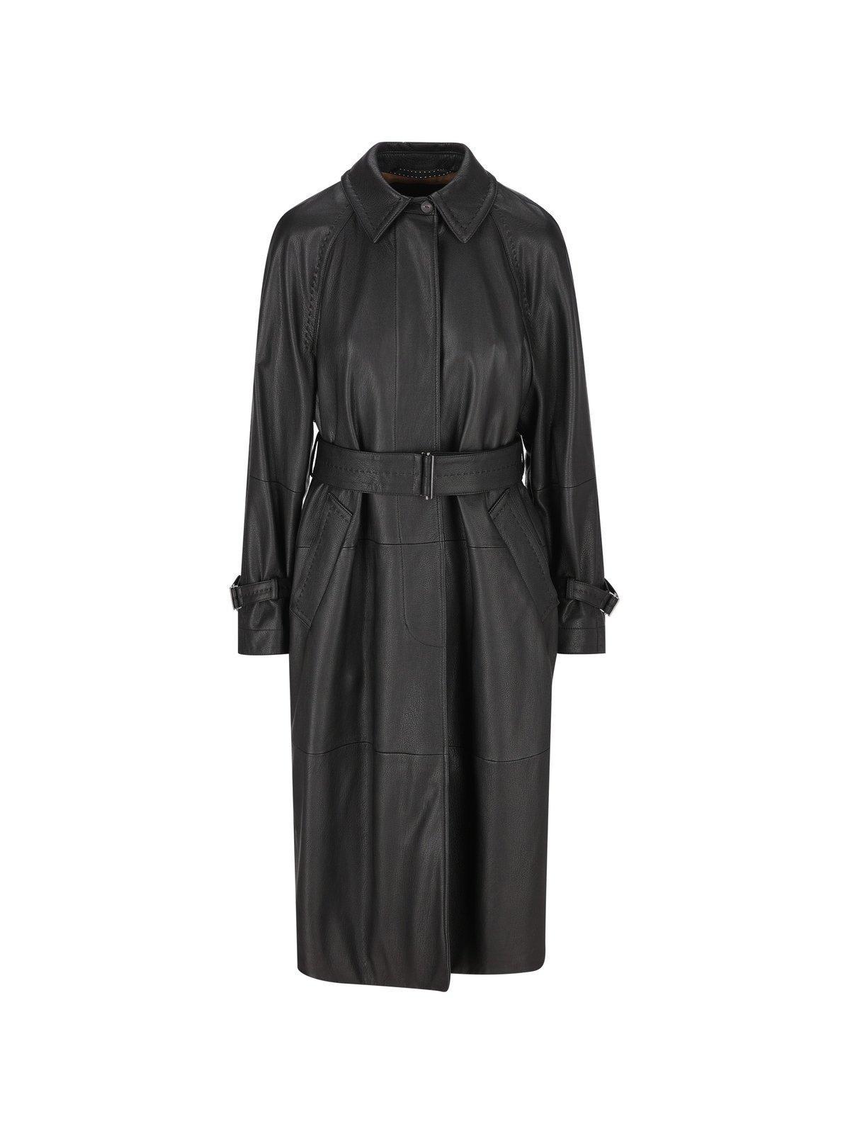 max mara bellico belted leather trench coat