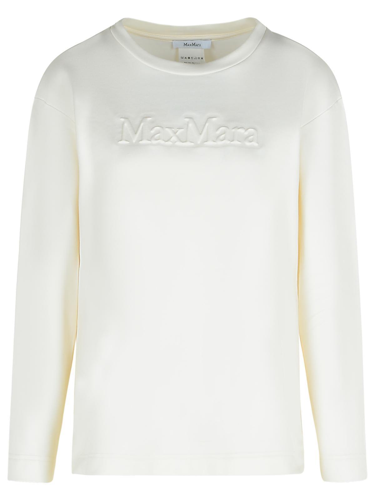 max mara berma sweatshirt in white silk and cotton
