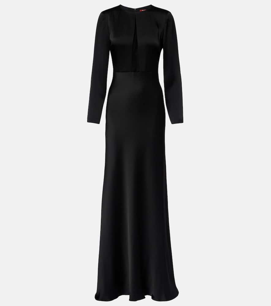 max mara bird satin maxi dress