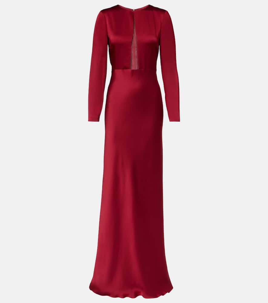 max mara bird satin maxi dress