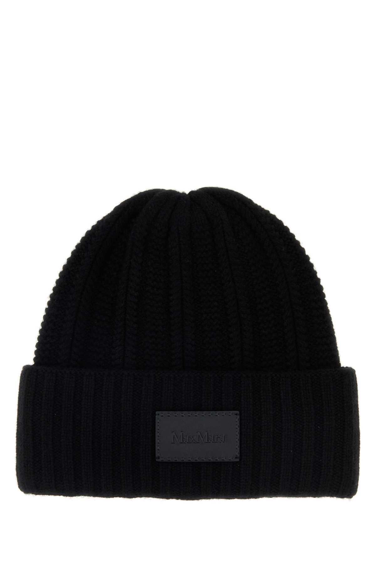 max mara black cashmere macbeth beanie hat