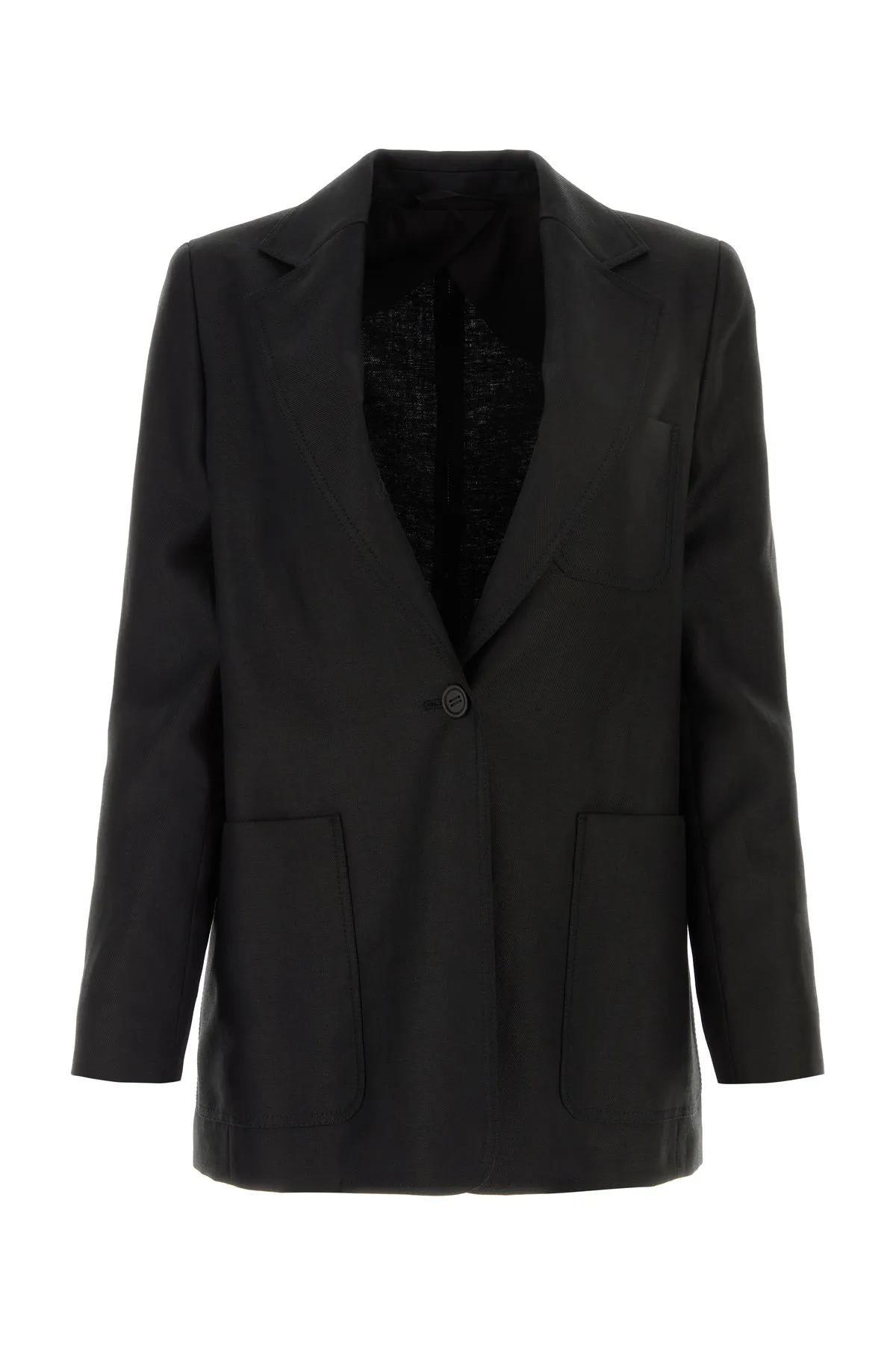 max mara black linen boemia blazer
