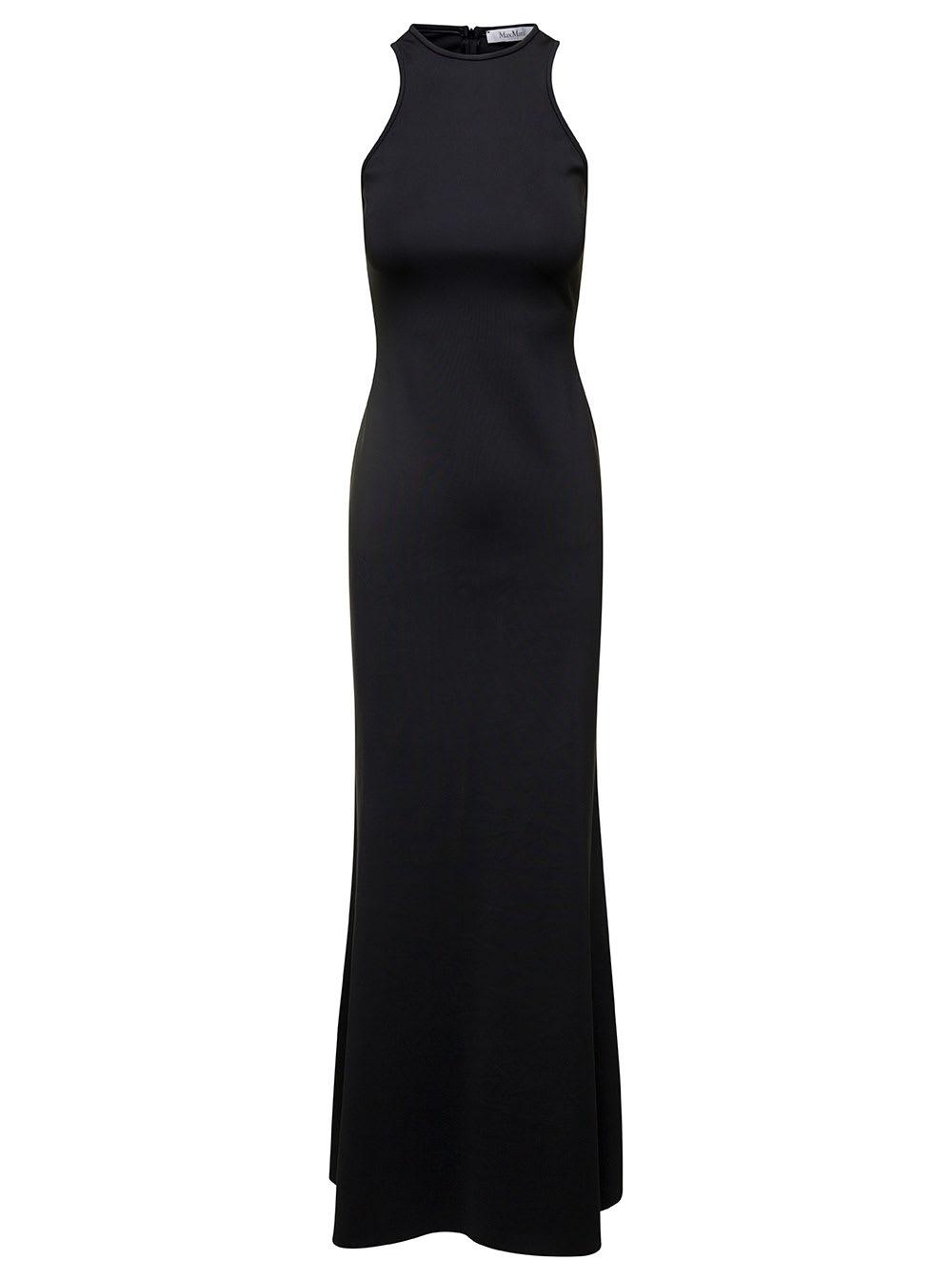 max mara black navarra sleeveless maxi dress in cotton blend woman