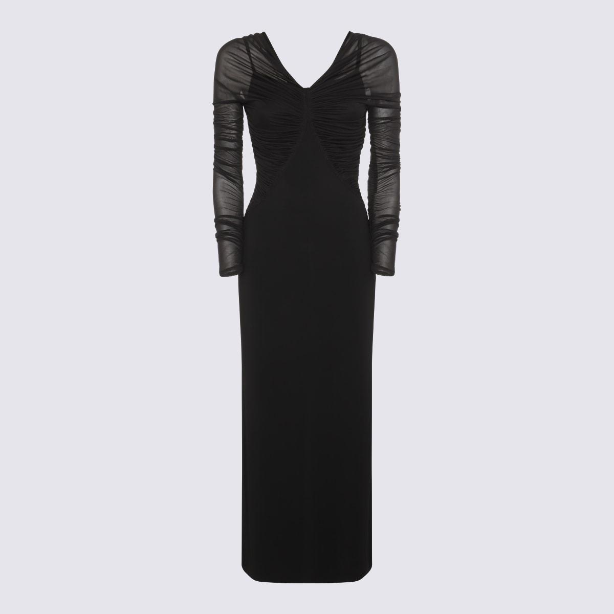 max mara black viscose maxi dress
