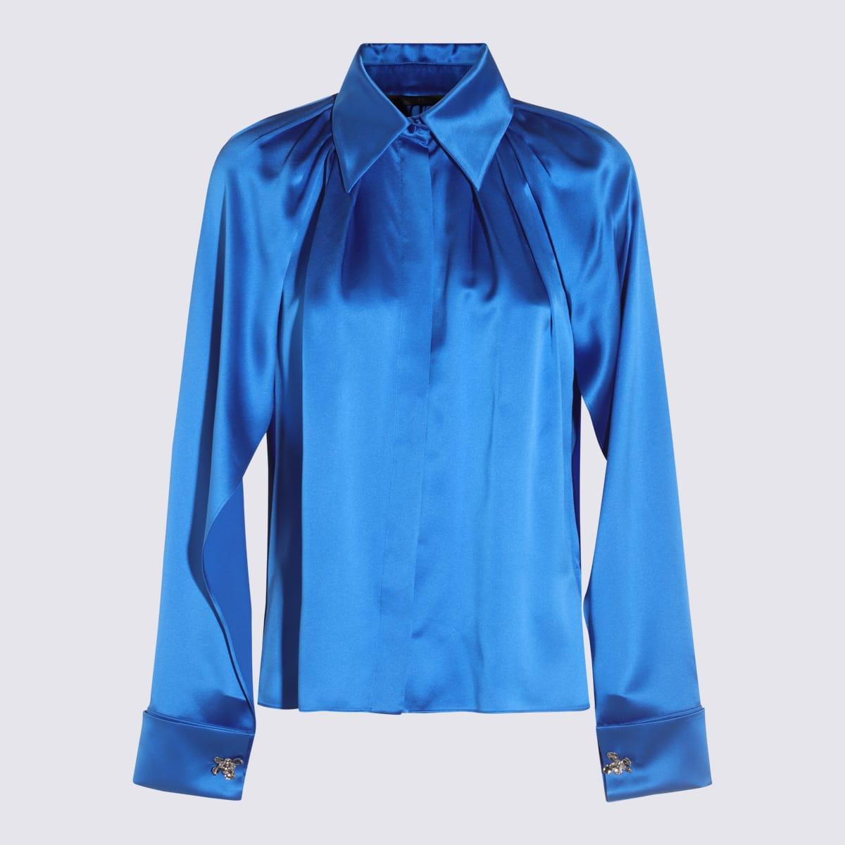 max mara blue silk salice shirt