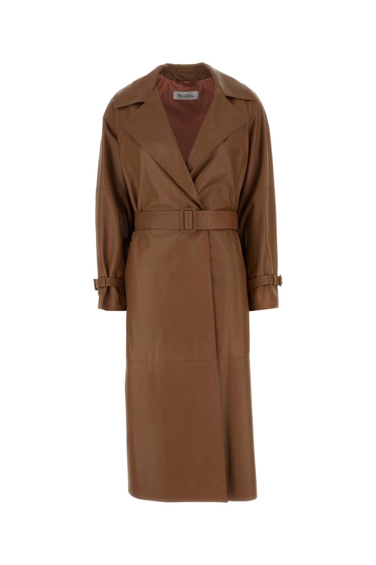 max mara brown leather ande coat