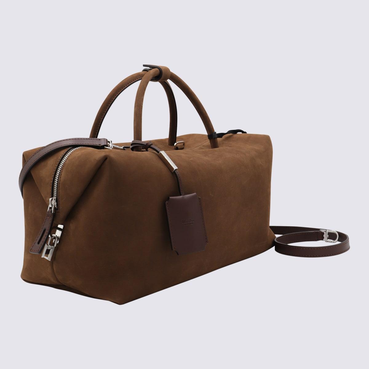 max mara brown old suede leather top handle bag