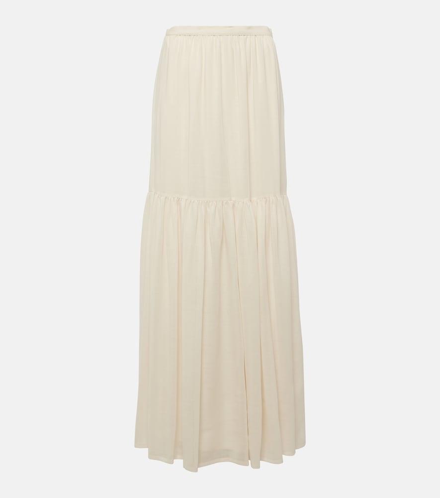 max mara cafila pleated virgin wool maxi skirt