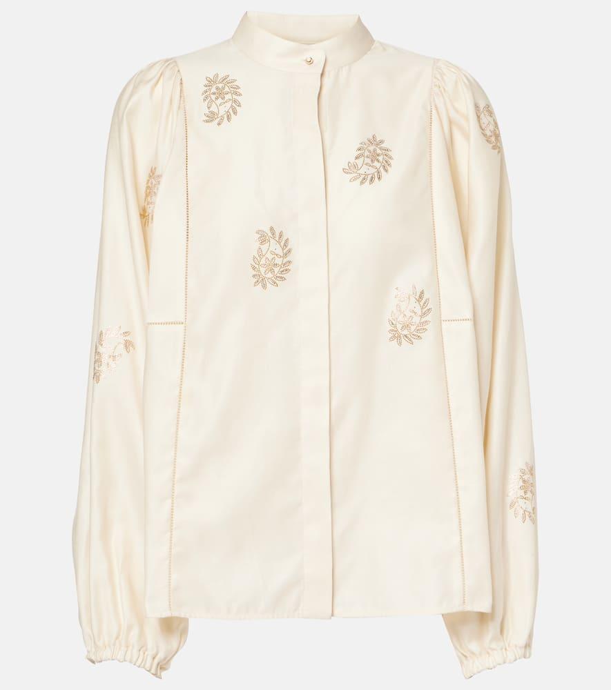 max mara caladio embellished cotton satin blouse