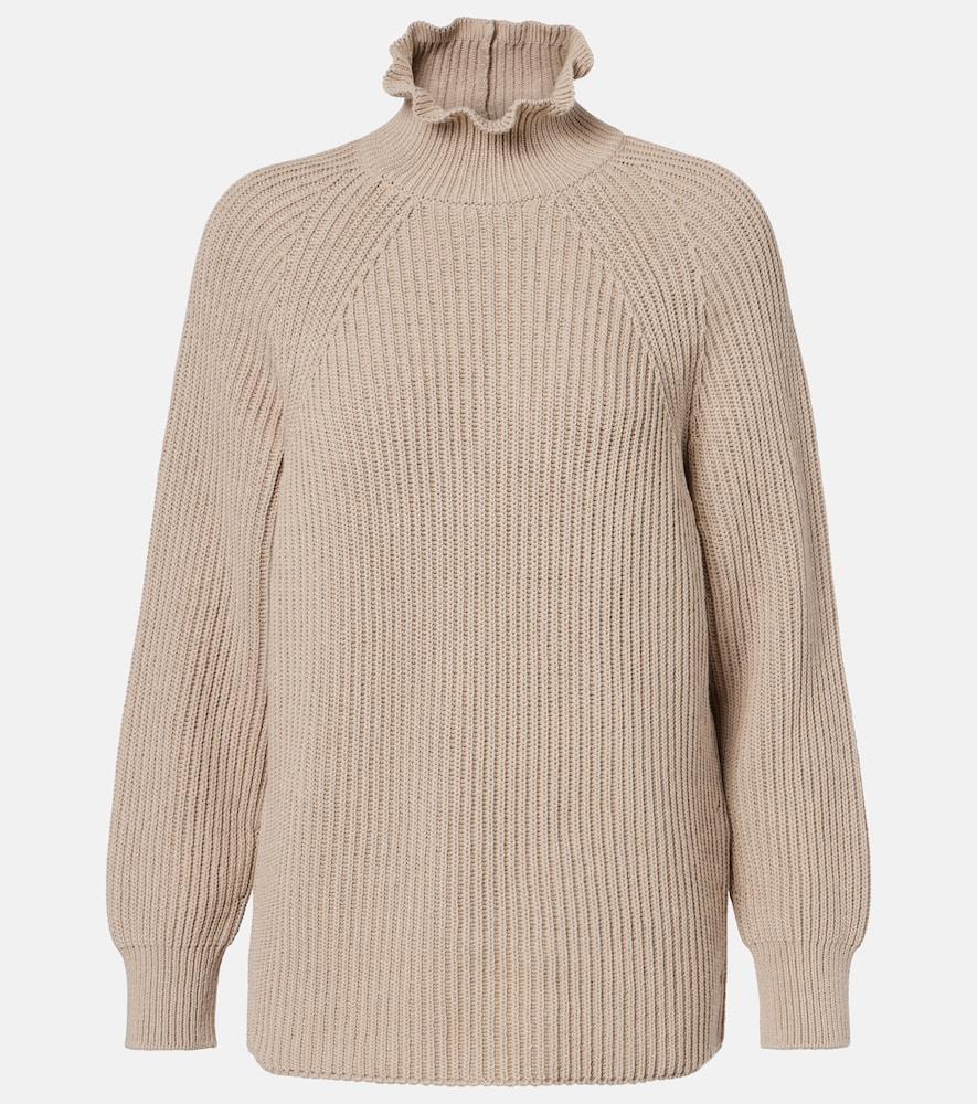 max mara camino ruffled cotton turtleneck sweater