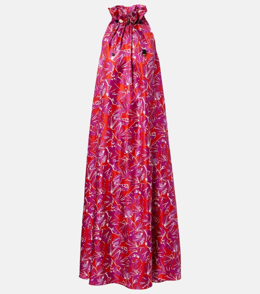 max mara cartone printed silk maxi dress