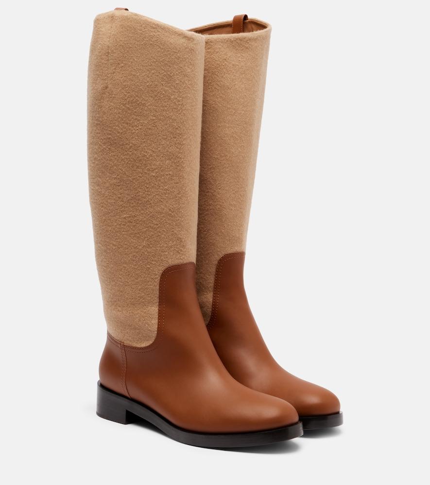 max mara cavaliere leather and wool knee