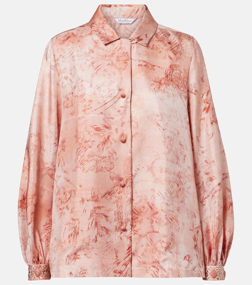 max mara crespo embellished printed twill shirt