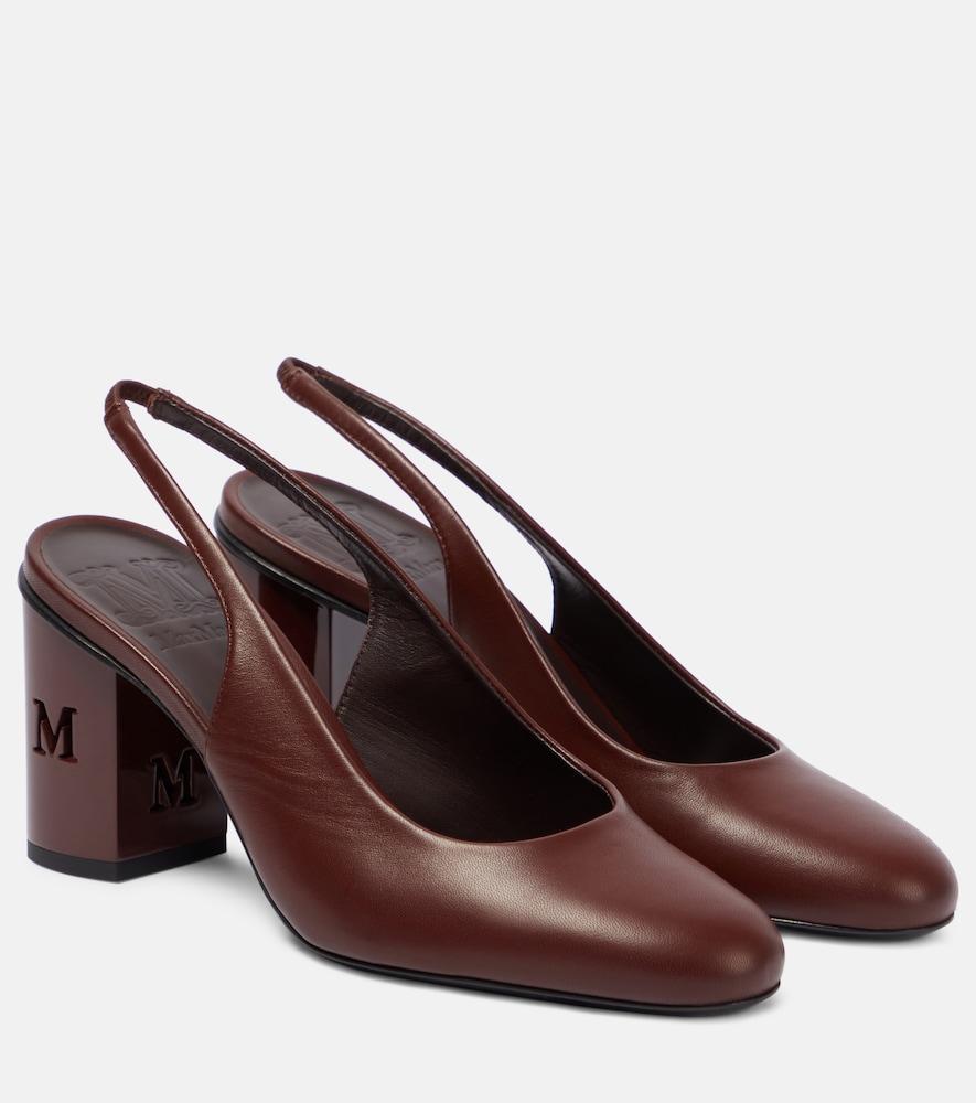 max mara damiersli leather slingback pumps