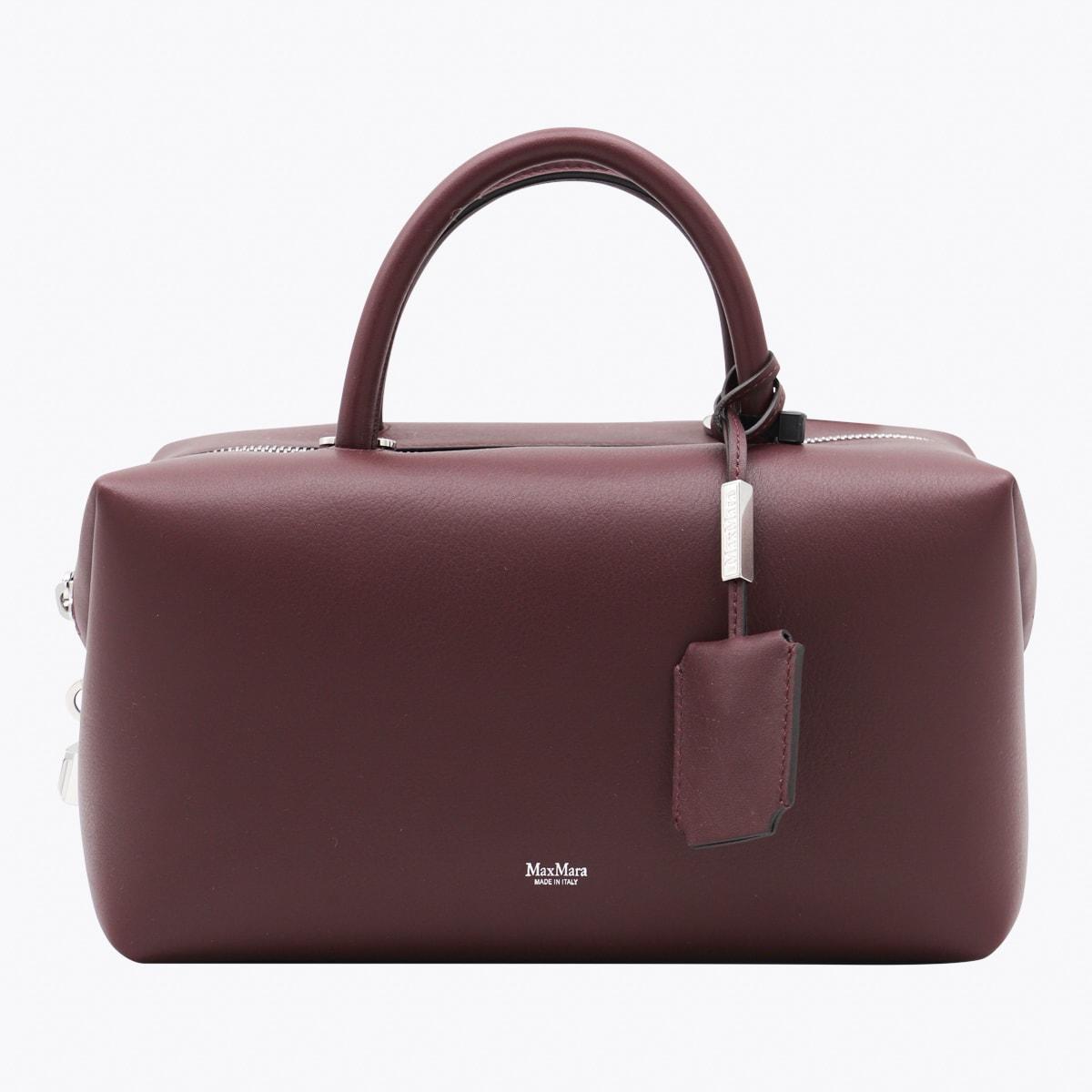 max mara dark red leather holdallm top handle bag