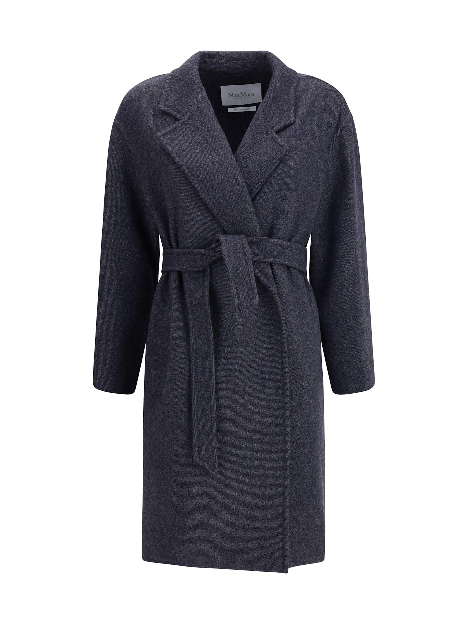 max mara denim-effect wool carnia coat