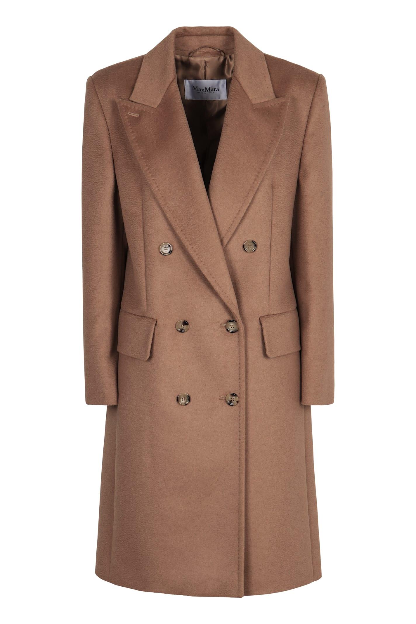 max mara double-breasted coat in camel