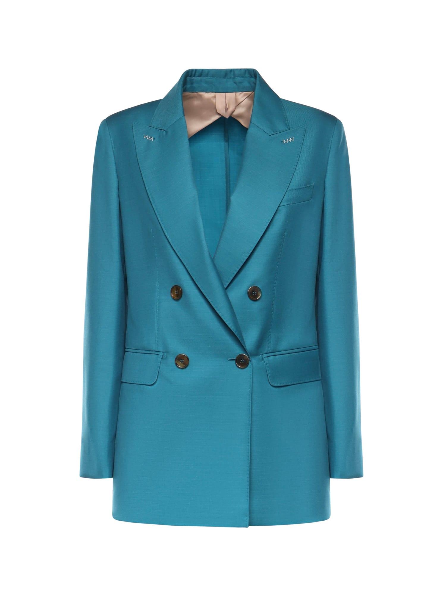 max mara double-breasted wool, mohair, and silk blazer