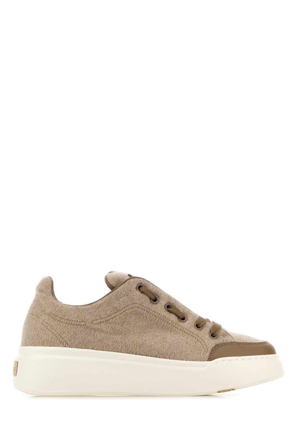 max mara dove grey cashmere and leather maxi sneakers