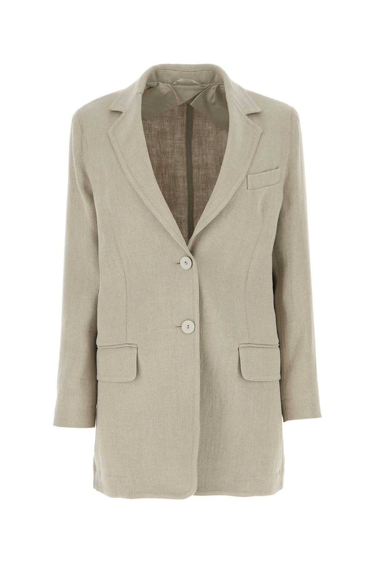 max mara dove grey linen adelchi blazer