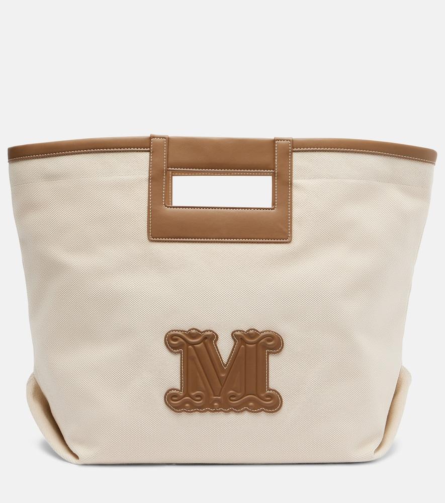 max mara ecru small canvas tote bag