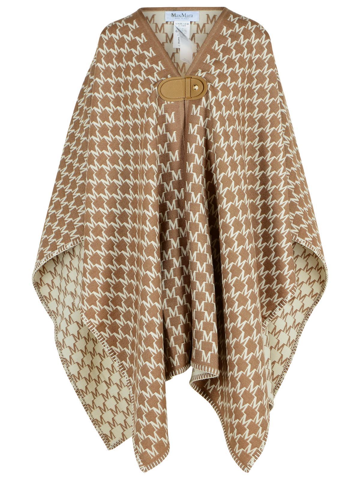 max mara editti hood in virgin wool and brown cotton