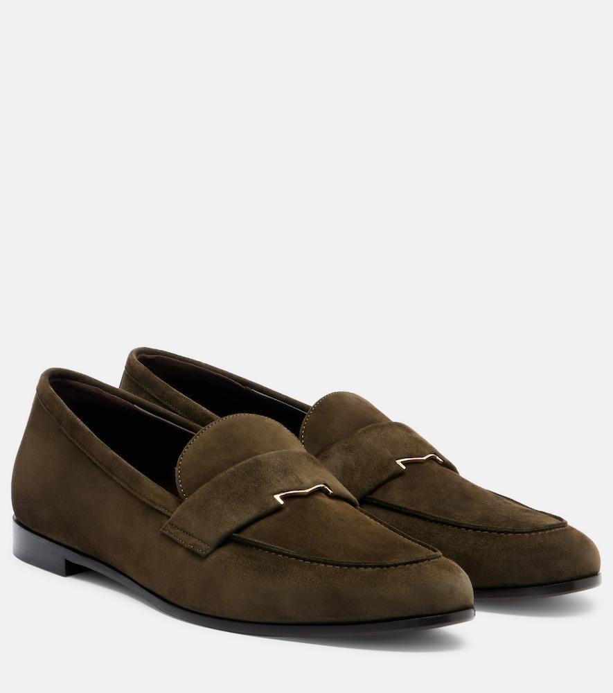 max mara embellished suede loafers