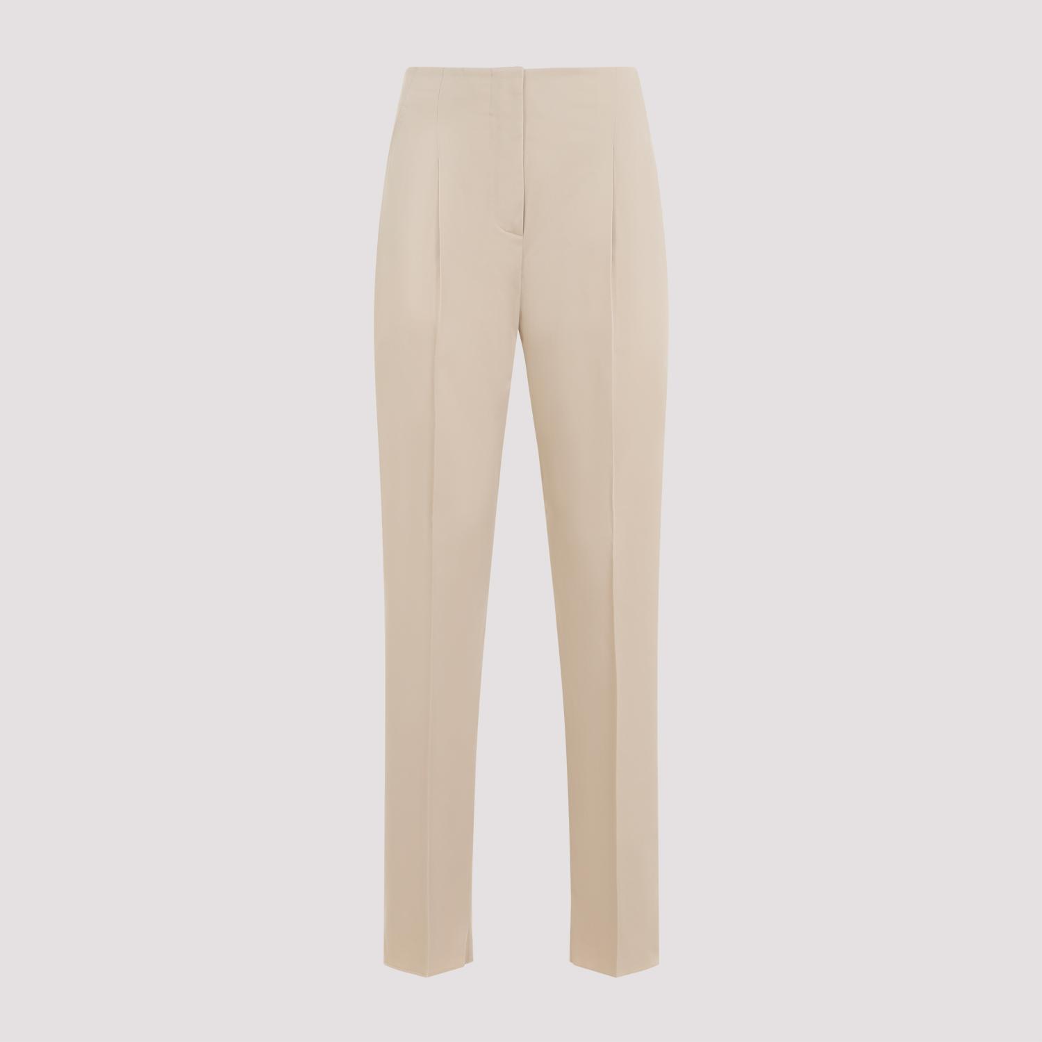 max mara empoli cotton twill pants nude & neutrals silk elasatne - women