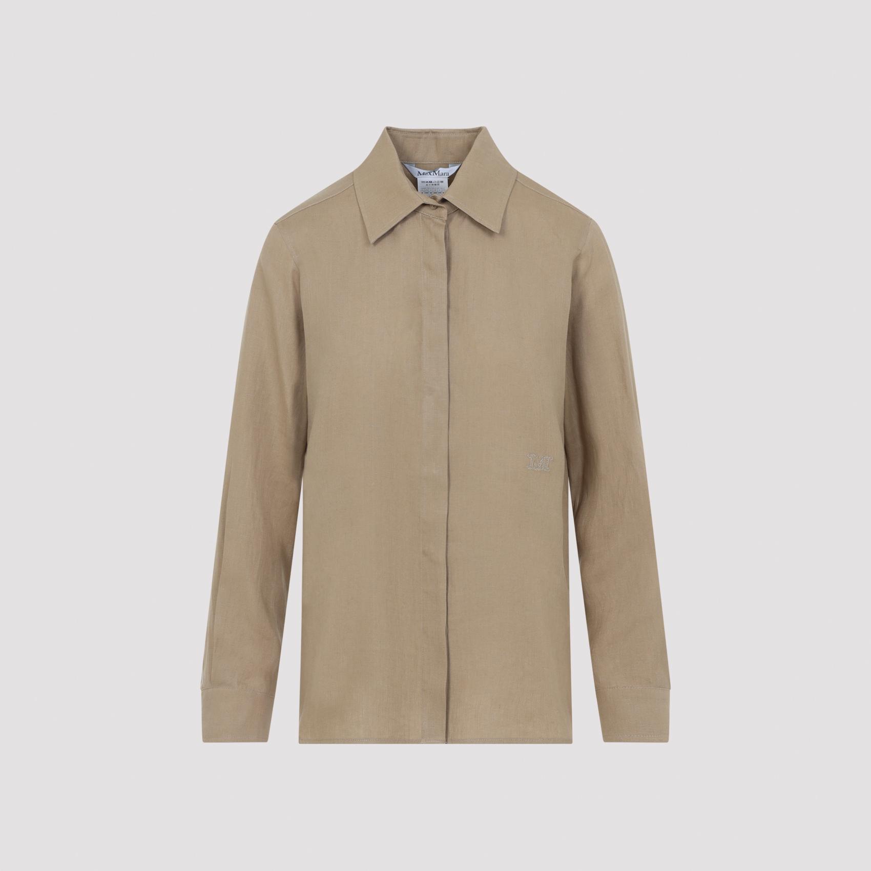 max mara falasco linen m logo shirt nude & neutrals - women