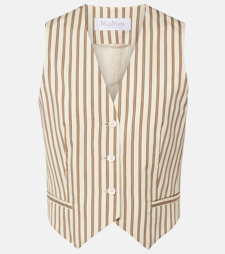 max mara fauno striped cotton and silk vest