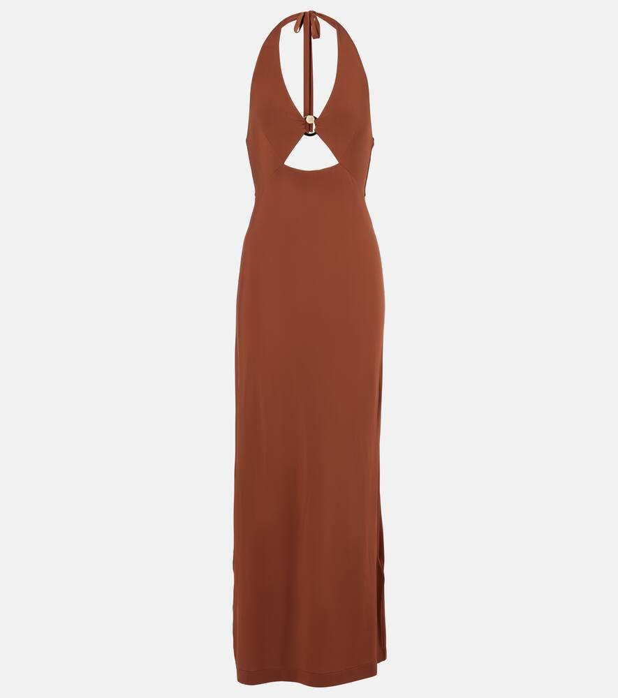max mara ghiotto halterneck cutout maxi dress