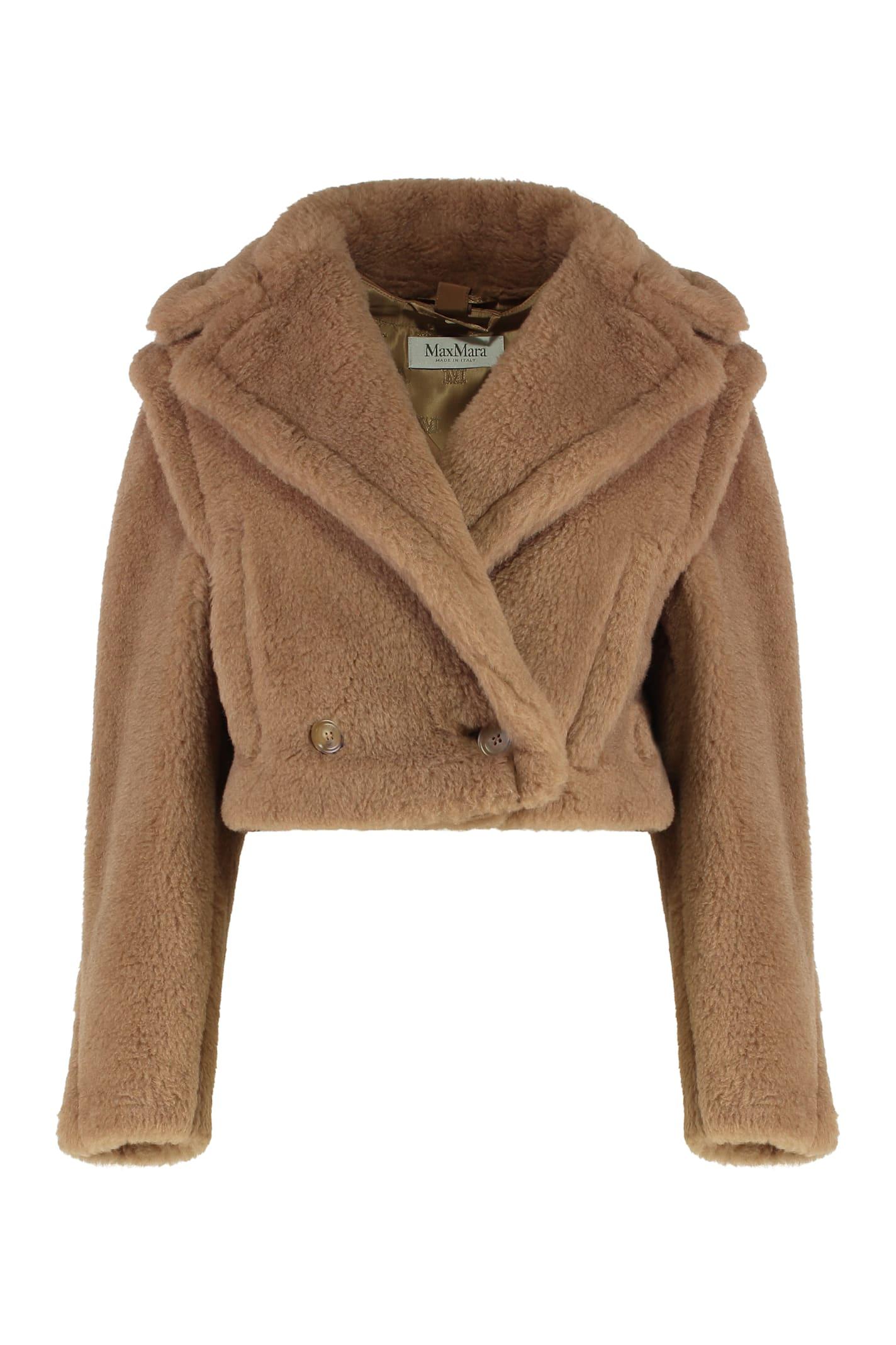 max mara gilet crop 2-in-1 in teddy fabric