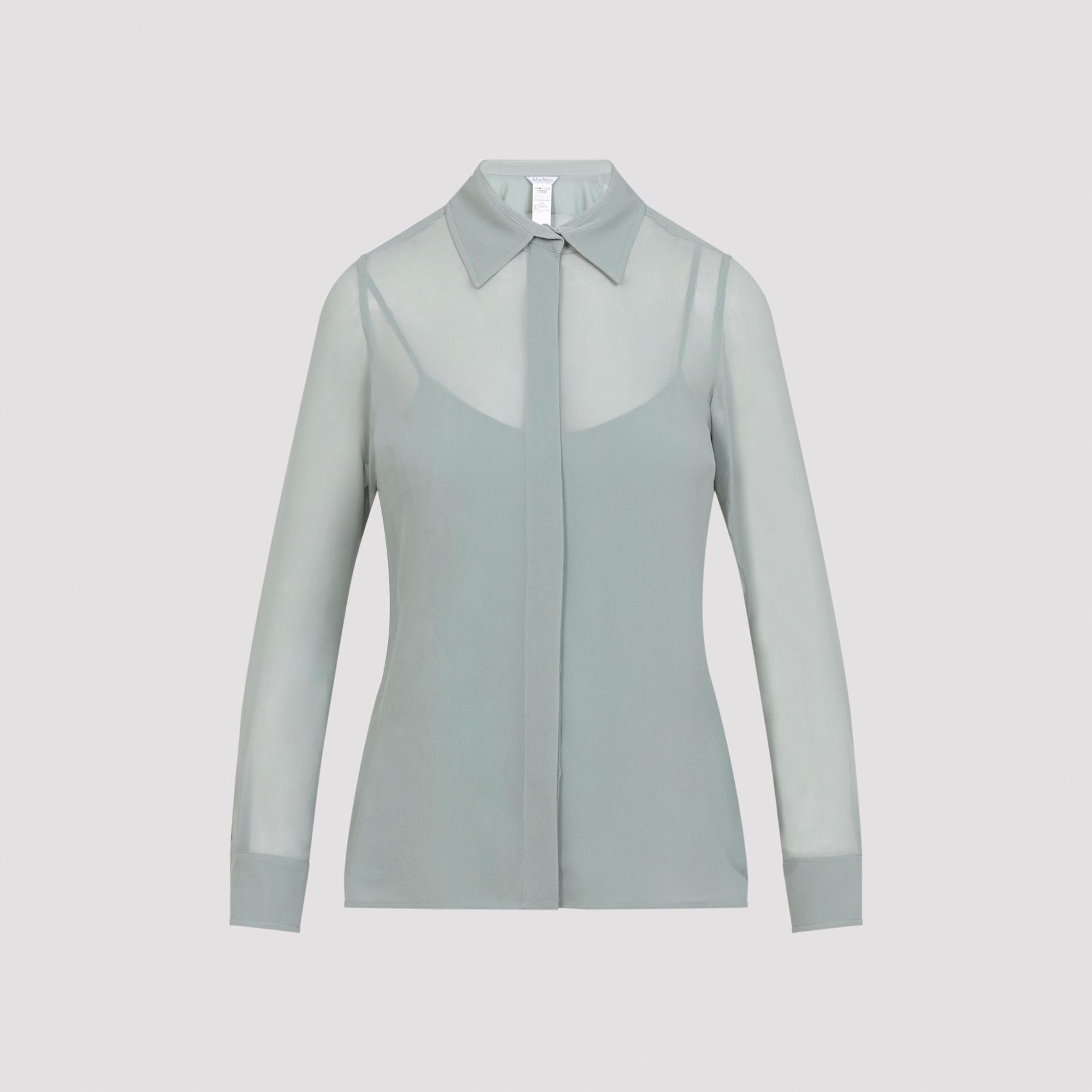 max mara golfo shirt green silk - women