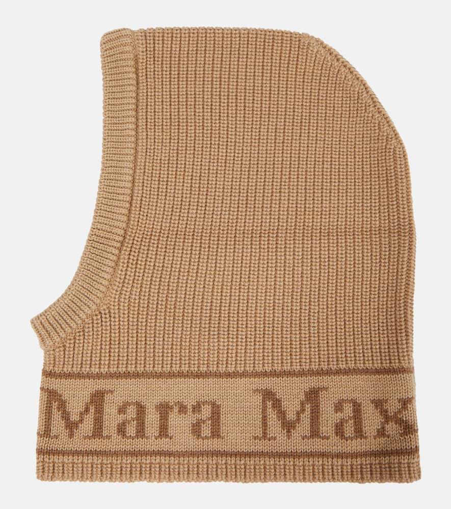 max mara gong logo wool ski mask
