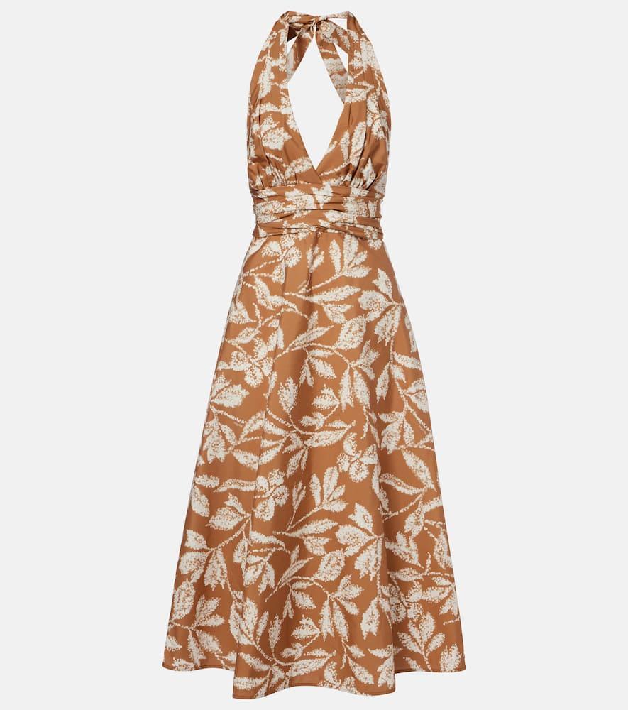 max mara halterneck printed cotton midi dress