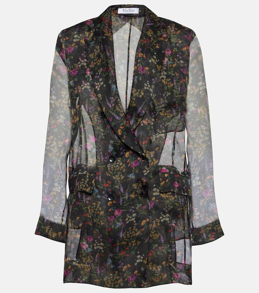 max mara jabot floral silk organza blouse